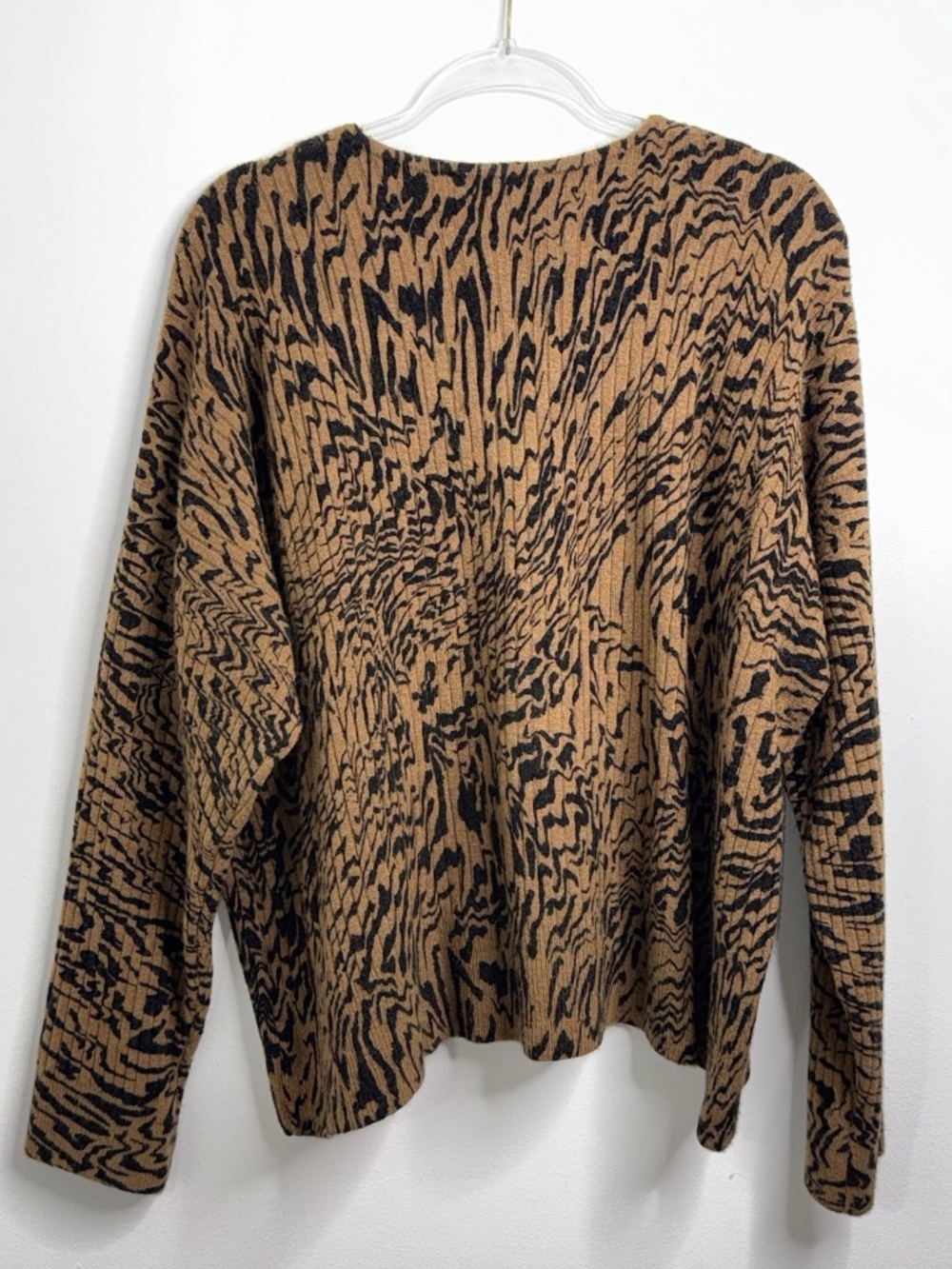 Madewelll Tigerized Cameron Ribbed Cardigan Sweater Coziest Yarn Brown Sz 2XL - Picture 2 of 13